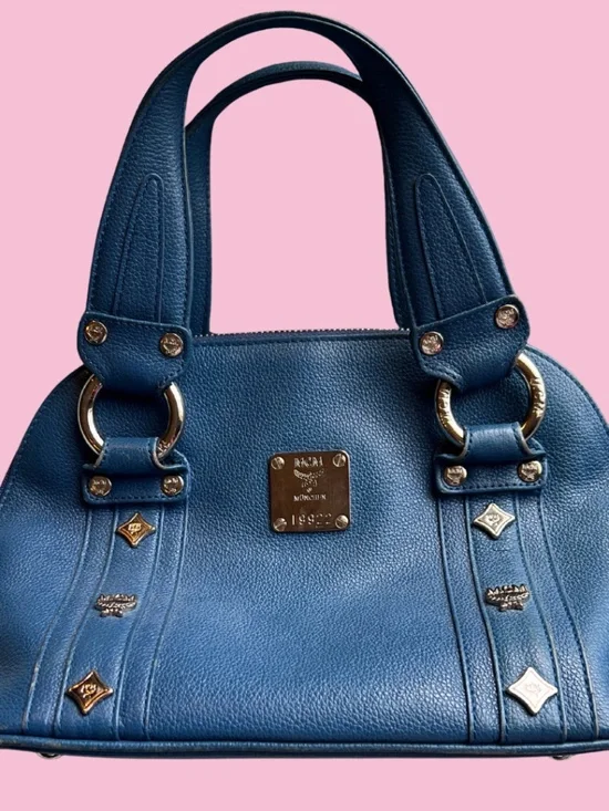 Authentic Blue MCM Handbag With Top Handle - Picture 1 of 4